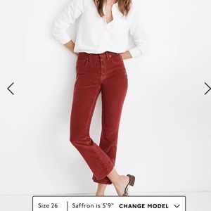 Madewell Cali Demi-Boot Jeans in Corduroy: Button-Front Edition. Size 26.